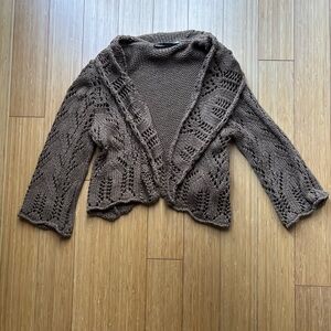 Zara Brown Knit Open Front Cardigan
